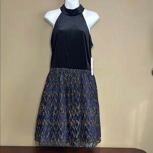 New Leslie Faye crushed velvet black & Twilight Dress